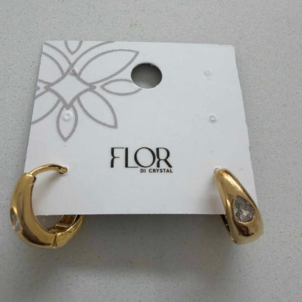 Small alongated hoops with teardrop cz