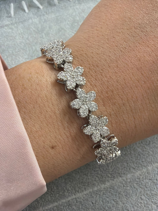 Flower Bracelet with paved cz