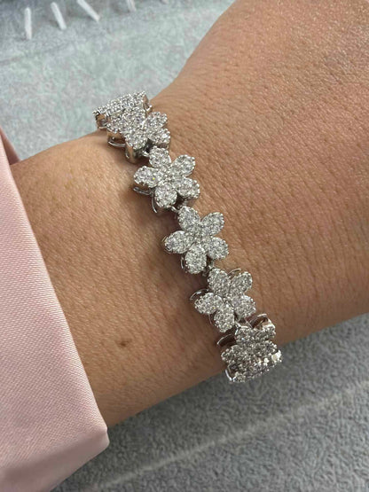 Flower Bracelet with paved cz