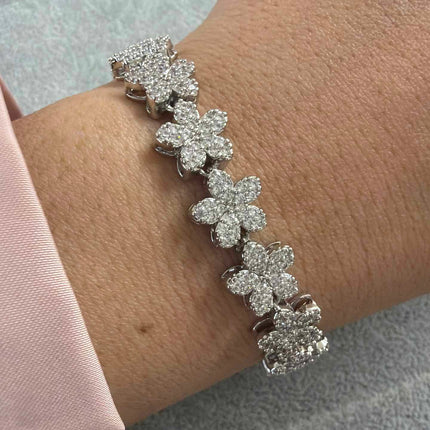 Flower Bracelet with paved cz