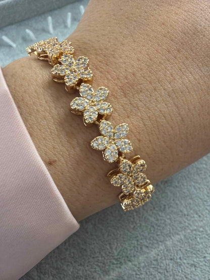 Flower Bracelet with paved cz