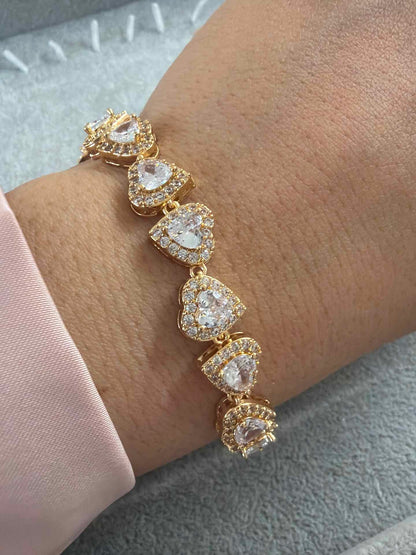 Clear Heart  Bracelet with paved cz 