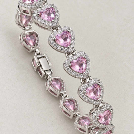Pulseira de rivieira  Coracao rosa
