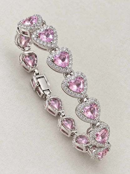 Pulseira de rivieira  Coracao rosa