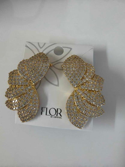 Half Flower earing cuff  detail in cz pave