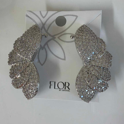 Half Flower earing cuff  detail in cz pave