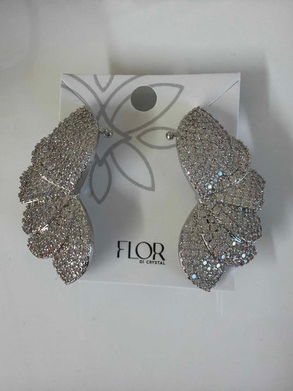 Half Flower earing cuff  detail in cz pave