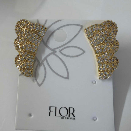 Half wing earing with  detail in cz pave