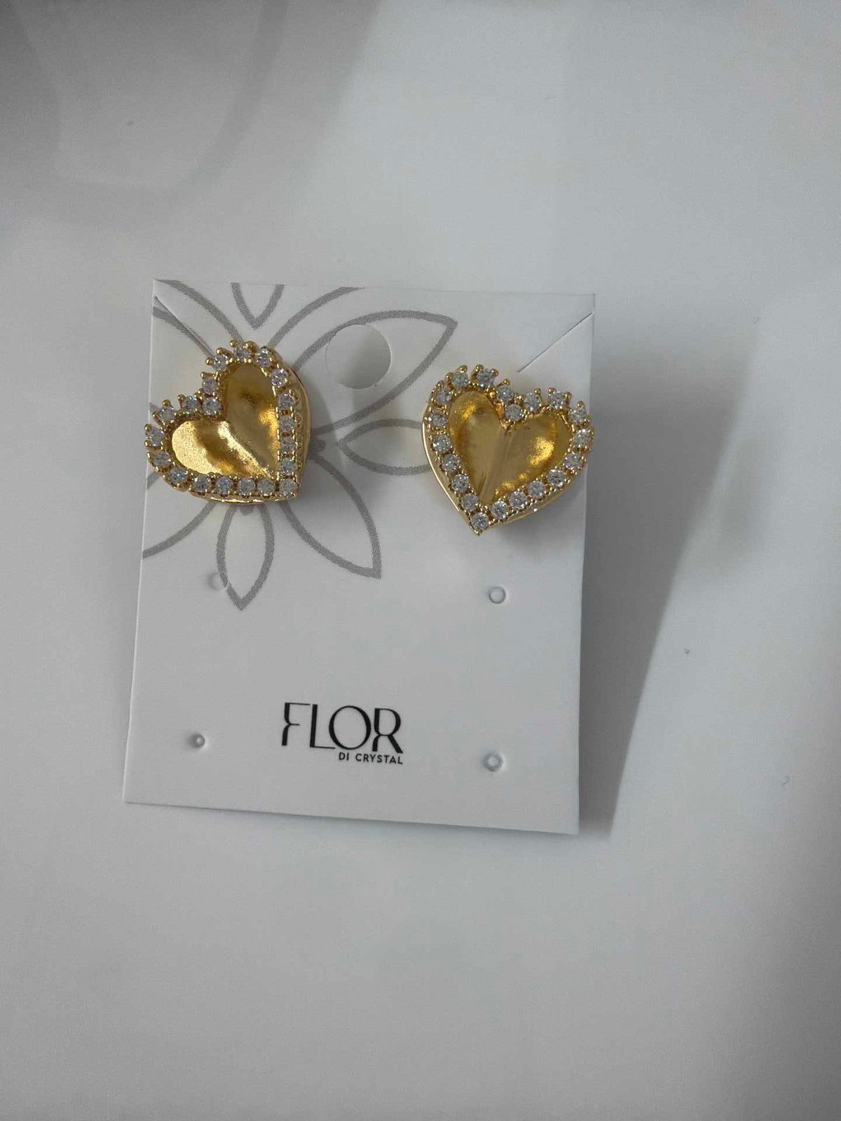 double heart earing  cz pave