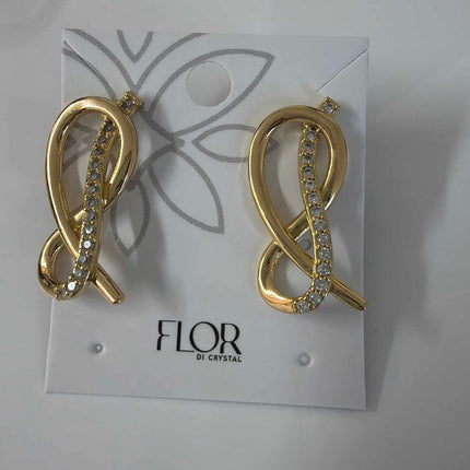 twisted loop earing  cz pave