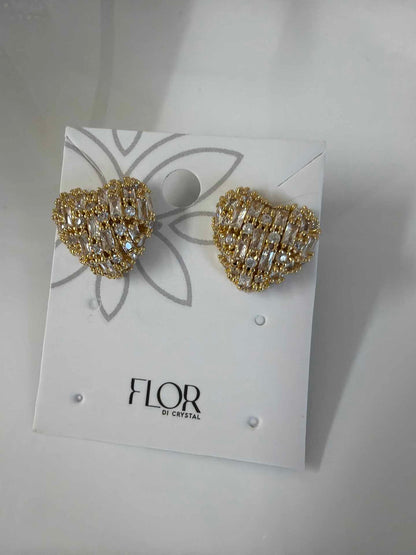 heart earing  cz pave