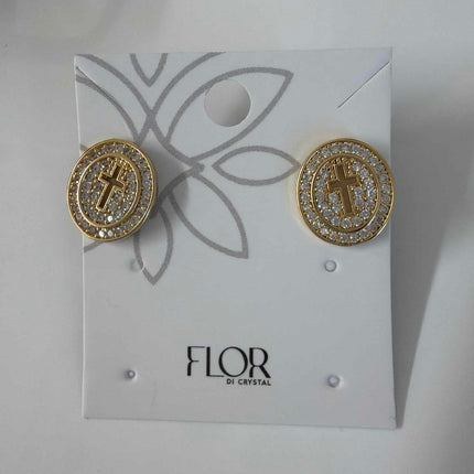 cross earing with cz pave 