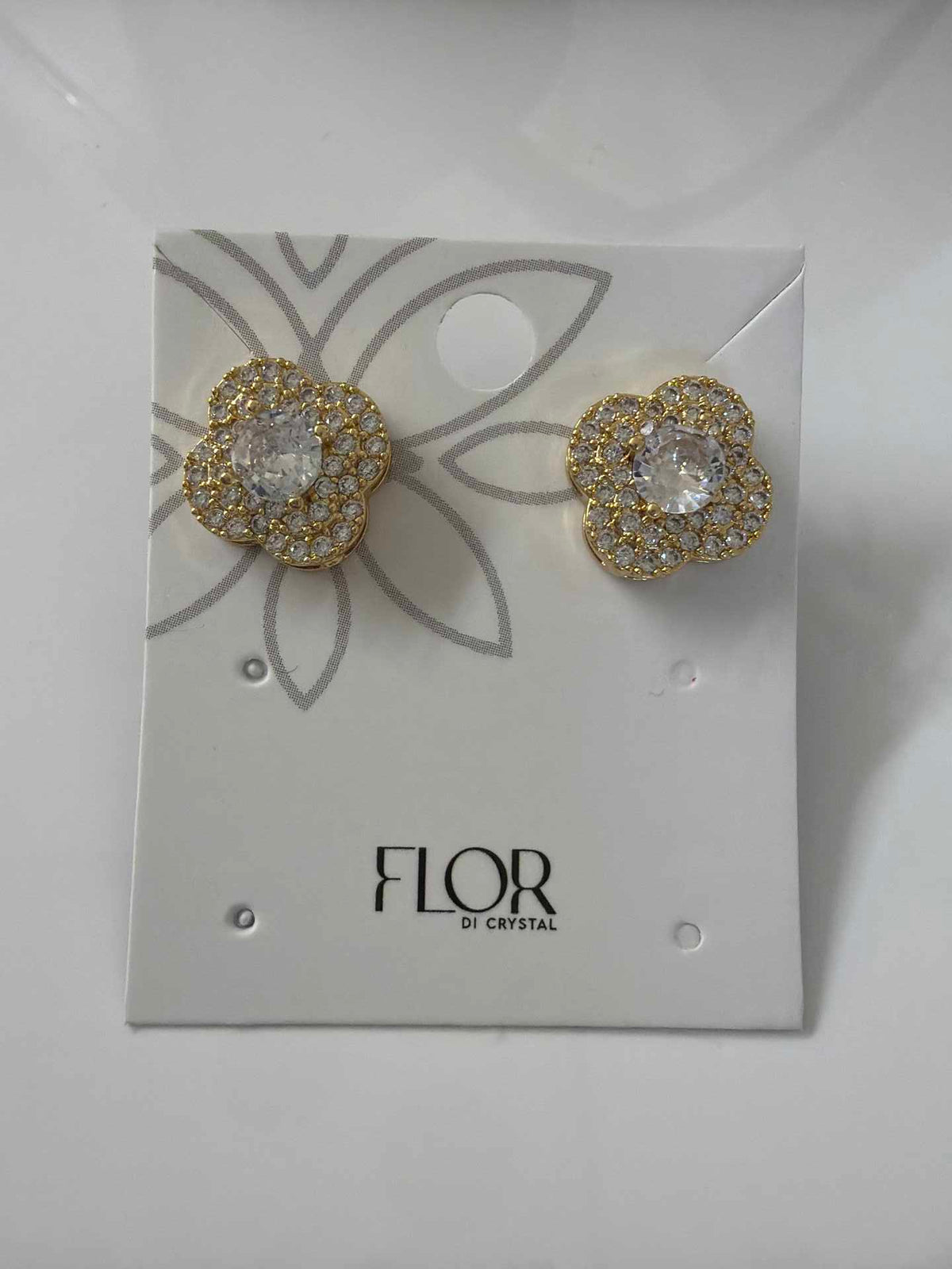 clover flower earing with center cz 