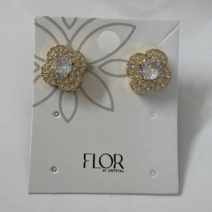 clover flower earing with center cz 