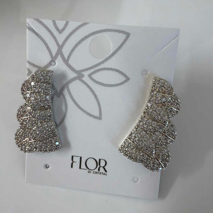 Half wing earing with  detail in cz pave