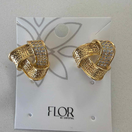 organic twiated button earing with cz 