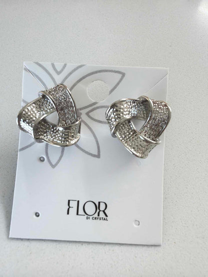 organic twiated button earing with cz 