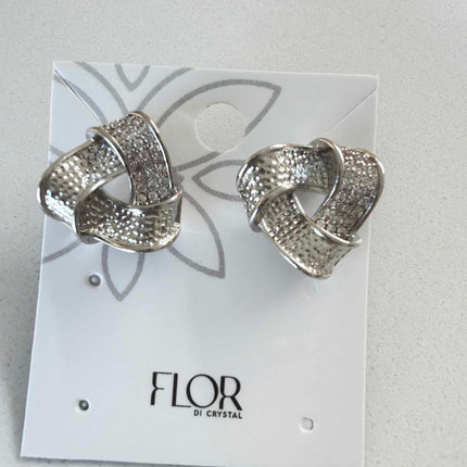 organic twiated button earing with cz 