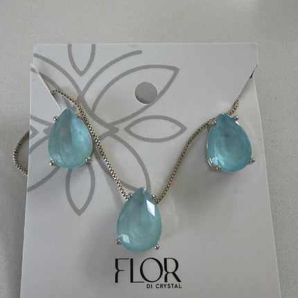 Teardrop  cz powder blue large set