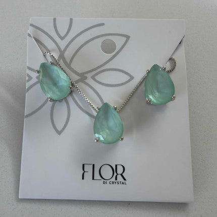 Teardrop  cz powder green large set