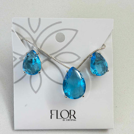 Teardrop  cz sky blue large set