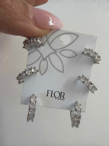 Trio of pave hoops