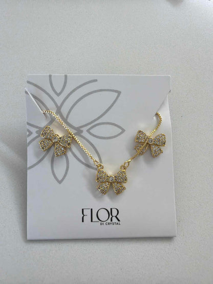 Bow earing and necklace set 