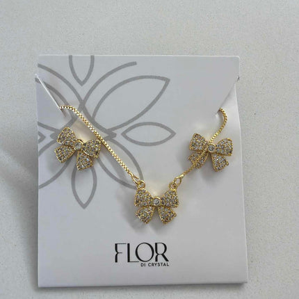 Bow earing and necklace set 