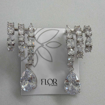 Brinco earcuff com pingente gota zirc cristal