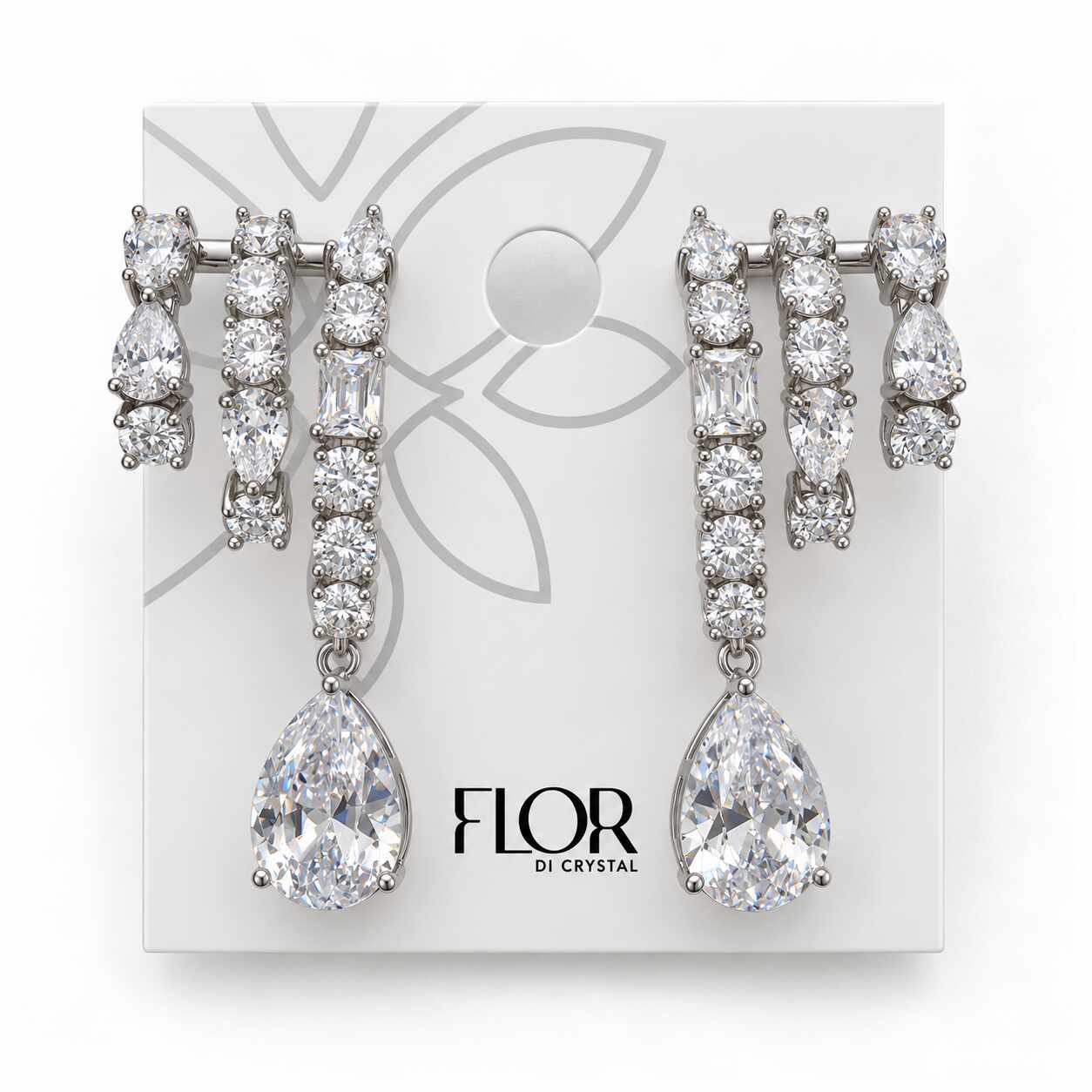 Brinco earcuff com pingente gota zirc cristal