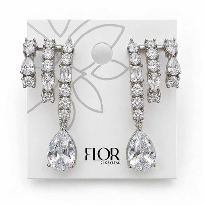Brinco earcuff com pingente gota zirc cristal