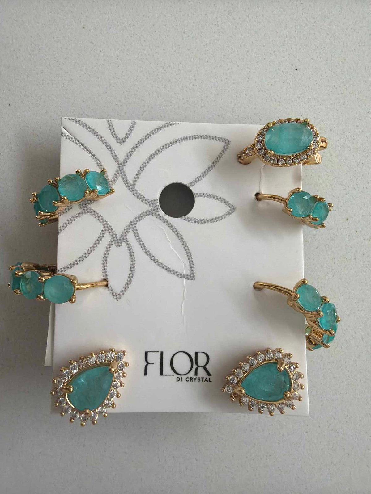 Trio hoop, earing,fake pircing pave fusion paraiba