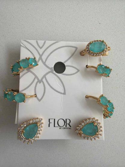 Trio hoop, earing,fake pircing pave fusion paraiba