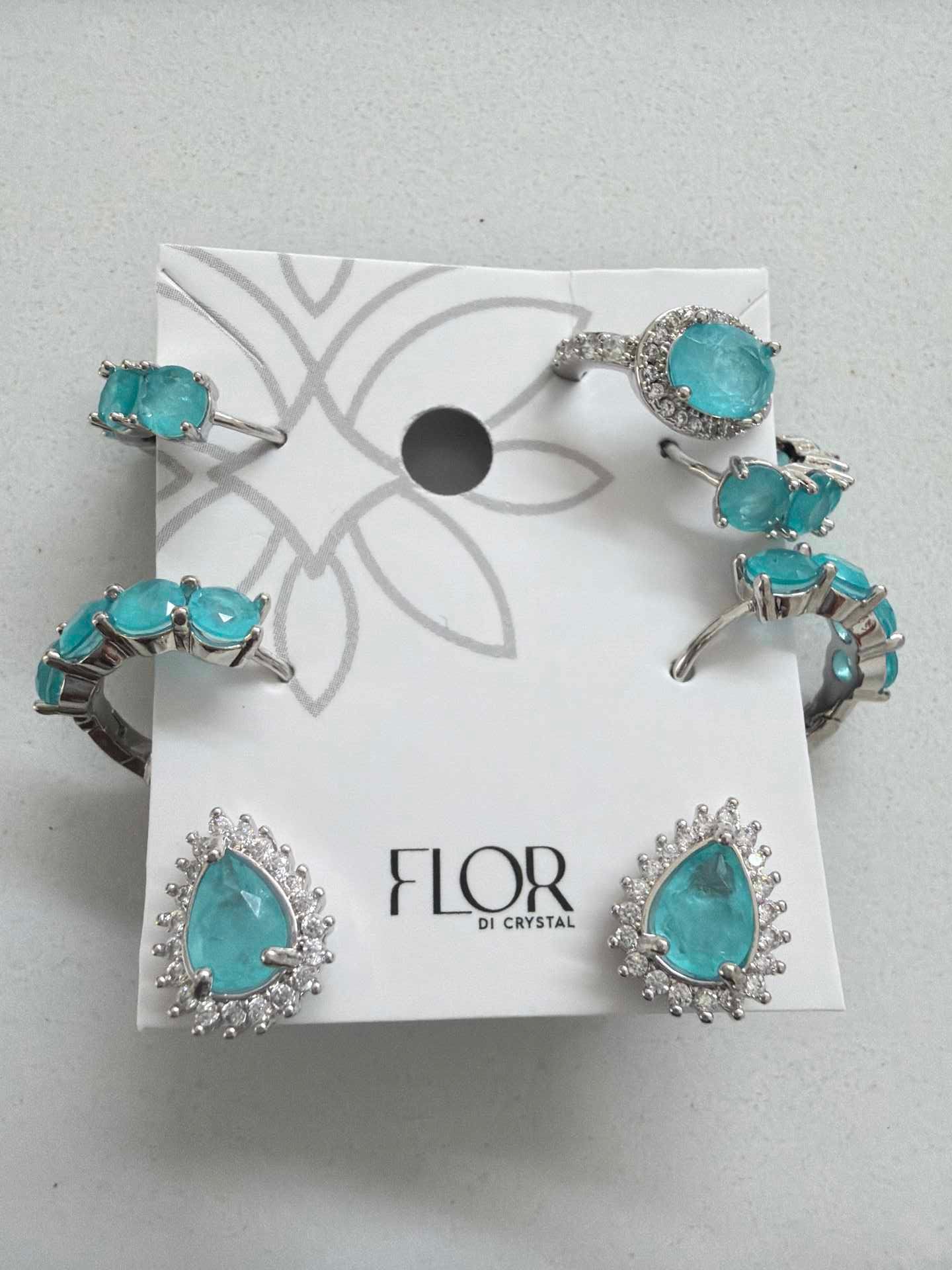 Trio fusion com pircing luxo rodio- azul paraib