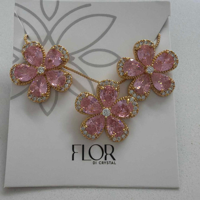 Conj Flor de zirconia 