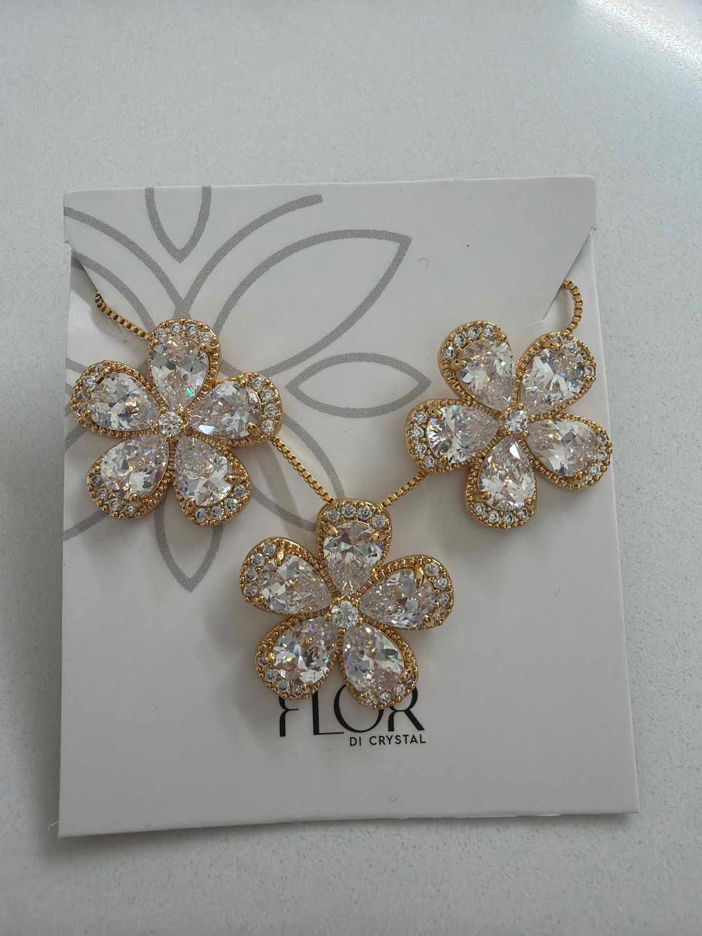 Conjunto de flor grande luxo cristal