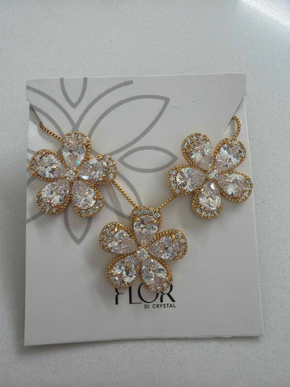 Conjunto de flor grande luxo cristal