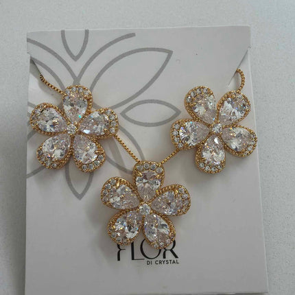Conjunto de flor grande luxo cristal