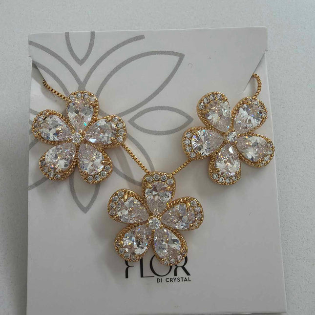 Conjunto de flor grande luxo cristal