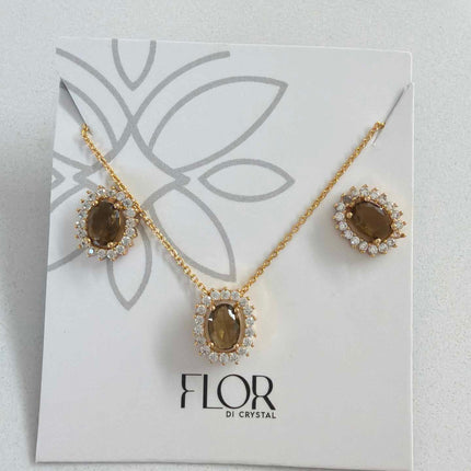 halo brown cz set 