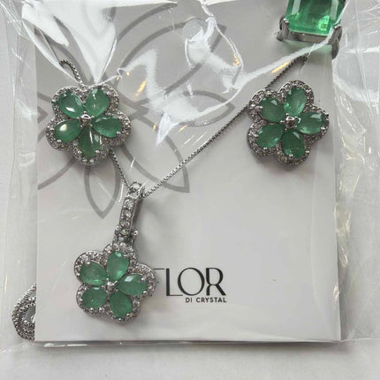 Flower Green fusion cz pave set 