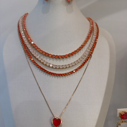 Heart orange paraiba fusion cz pave set