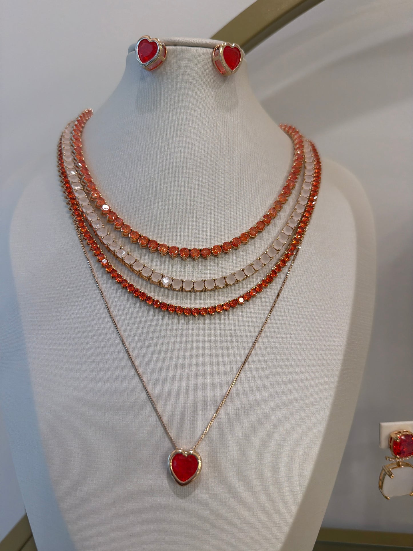 Heart orange paraiba fusion cz pave set