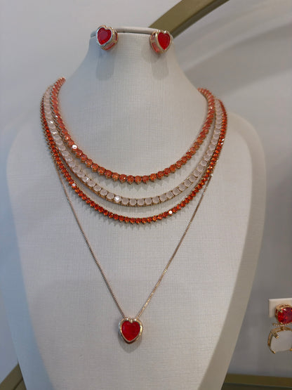 Heart orange paraiba fusion cz pave set