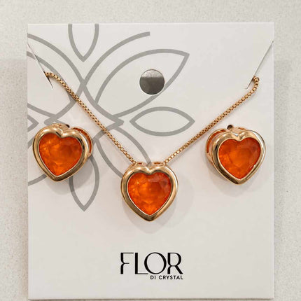 Heart orange paraiba fusion cz pave set