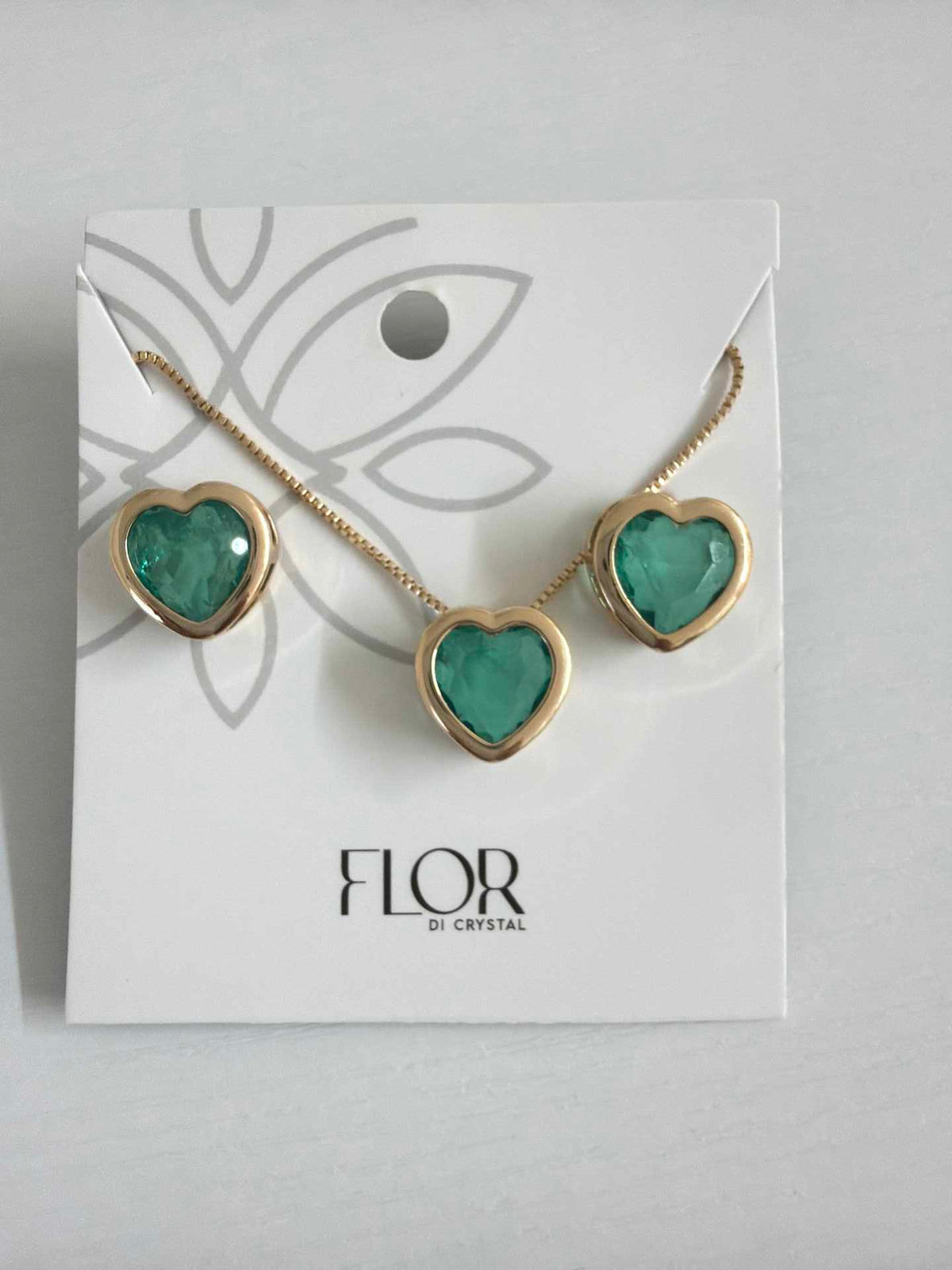 Heart emerald  fusion cz pave set 