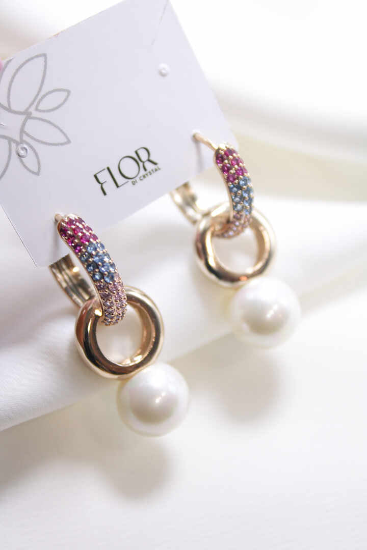 Brinco - brinco Argola com pingente removivel -cravejado Color LUXO