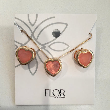 Heart light orange  fusion cz pave set 
