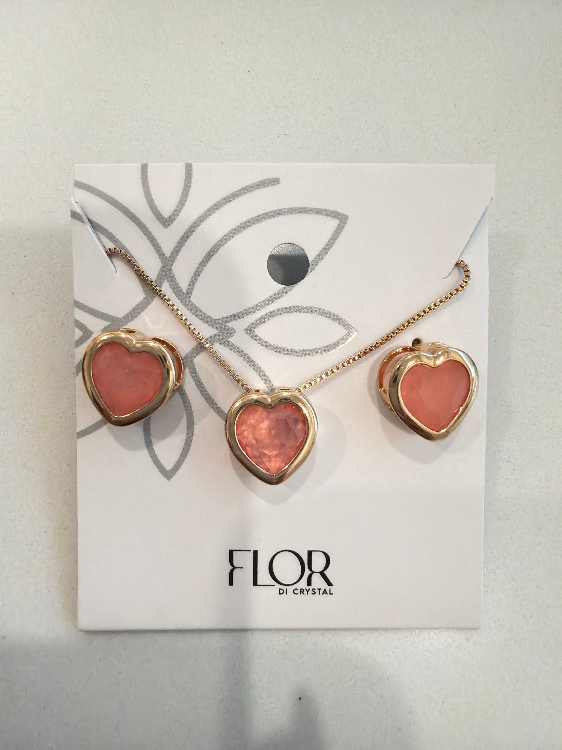 Heart light orange  fusion cz pave set 