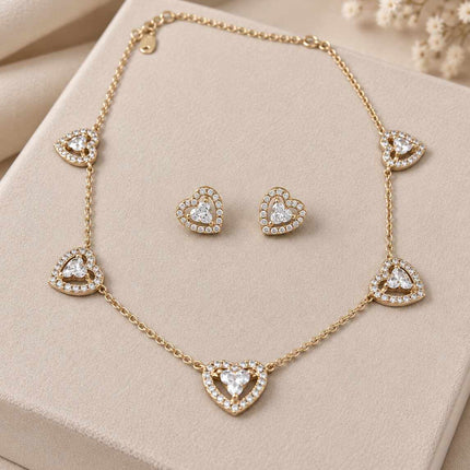 Conjunto corações cravejado 